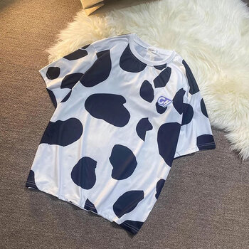 轨店奶牛短袖t恤男女夏季港风ins潮牌衣服设计小众宽松百搭薄款半截袖