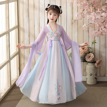 孩童小黄鸭女童超仙汉服古装夏季儿童装中国风襦裙小女孩古风唐装