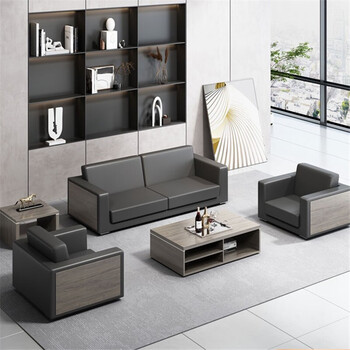 格之木办公沙发茶几组合商务接待沙发现代简约会客沙发经理室西皮三人