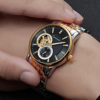 安普里阿米尼手表男士机械表男表全自动商务防水双日历钢带男式腕表