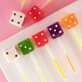 可爱造型创意水果味糖果方形色子骰子糖荧光棒棒糖礼盒零食15g15g荧光