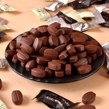 每口知足咖啡糖块咖啡糖即食黑咖啡味咖啡豆可嚼网红硬糖果醇香原味买