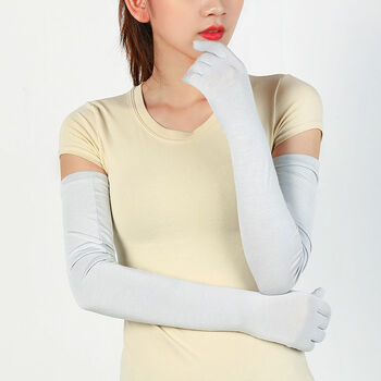 阖萱五指冰袖夏季长款莫代尔棉手套开车骑车防晒手袖护臂手臂套袖长袖