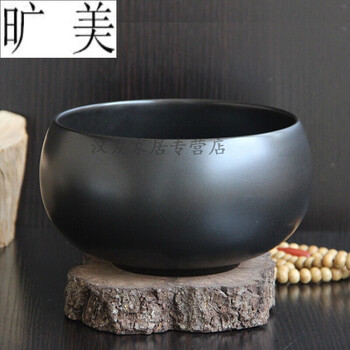 戴安娜纯黑色和尚碗钵圆钵僧人钵盂复古佛碗居士素食碗青瓷碗陶瓷碗