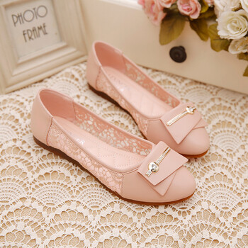 船鞋女平底少女生夏天女款平底瓢鞋单鞋春夏款浅口圆头豆豆鞋韩版雷丝