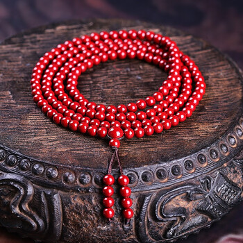 月石妃真朱砂多圈手链高含量紫金砂男女款本命年佛珠红色手串珠径5mm