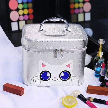 包大容量可爱便携小号化妆品收纳盒少女心简约迷你小方包手提化妆箱