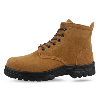 芭库森高帮翻毛皮鞋劳保鞋工作鞋男橡胶底真皮电焊工鞋工地鞋户外工装