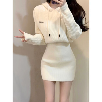 高级感收腰显瘦包臀毛衣裙子米白色加厚今年流行漂亮裙子s推荐90105斤