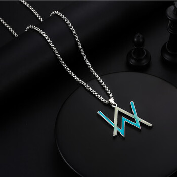 曼古兰mangulan欧美嘻哈潮牌ins饰品w字母夜光吊坠一件项链w夜光吊坠