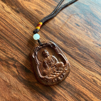 海南黄花梨吊坠海南木雕弥勒佛保平安吊坠挂件车饰品礼物挂件观音牌