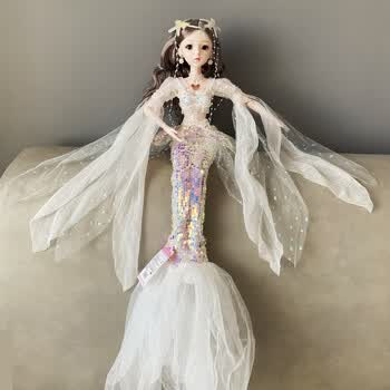 60厘米美人鱼娃娃人鱼公主可换装唱歌芭芘洋娃娃长发女孩玩具礼物
