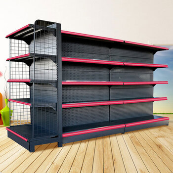 实承超市货架展示架多功能便利店零食商店药店单面双面洞洞板货架