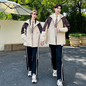 高级感痞帅百搭高中生青少年夹克中小学生班服春季套装初运外套裤子s