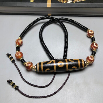 三眼天珠锁骨项链 材质:天珠 尺寸:天珠59x15mm