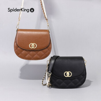蜘蛛王女包新款单肩包单肩珍珠链条包时尚小方包斜挎女包经典黑