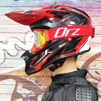 橙央越野头盔男女拉力盔全覆式山地自行车速降沙地车山地车拉力四季红
