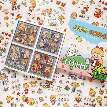 少女心ins风防水pet手帐贴纸套装君诚小泡芙100张盒装免裁剪和纸贴纸