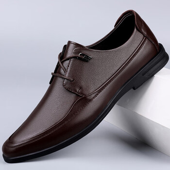 大东官方旗艦店皮鞋男夏季男士商务正装中年爸爸鞋休闲黑色透气头层牛