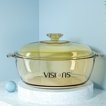 康宁visions晶莹系列琥珀色汤锅玻璃锅可明火直烧炖锅煮锅41l晶莹锅