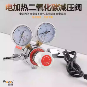 铂唯电加热可调二氧化碳减压器YQT-341全铜36/220V电加热阀保护焊 YQT-341双表电加热 220V