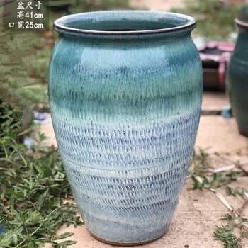 高筒盆粗陶多肉花盆法师老桩盆九尾狐盆花卉植物直筒花盆 乳白色 陶瓷