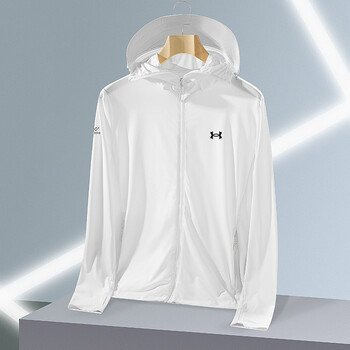 安德玛ua防晒衣女夏季防晒衫皮肤衣薄款防晒服男透气外套 白色【男款