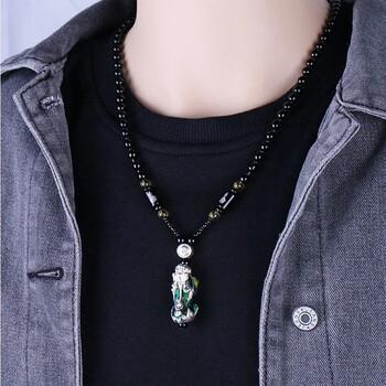 蔓笙貔貅项链男潮复古长款吊坠学生项链霸气感温变色貔貅男士挂坠礼物