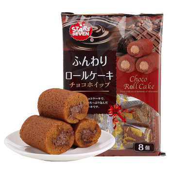 星七日本进口巧克力奶油夹心蛋糕卷136g办公下午茶三八女神节休闲零食 【原装进口】巧克力奶油夹心蛋糕