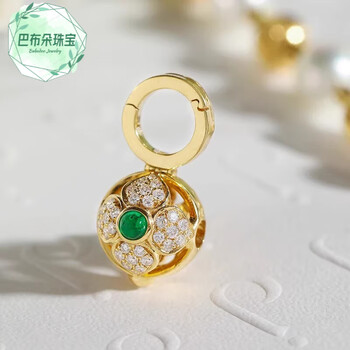 巴布朵18k金吊坠扣祖母绿水晶包珍珠圆球夹扣头镀diy珍珠项链手工配件