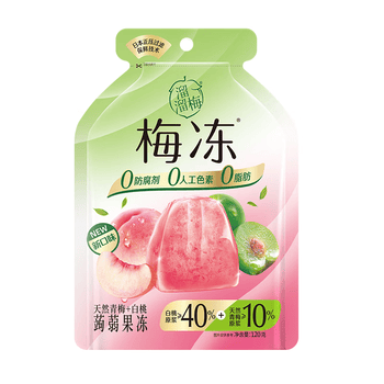 溜溜梅白桃味梅冻120g/袋 果冻0脂肪0防腐剂儿童健康休闲小包装零食 白桃味果冻120g「果味清新」