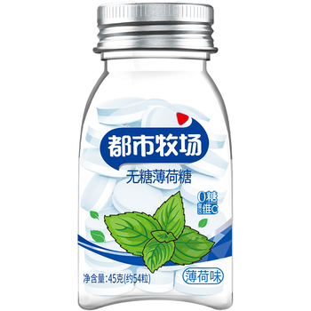 都市牧场爽口含片维C含片无糖薄荷糖薄荷味45g硬糖休闲糖果教师节礼物 【热销爆款】薄荷味