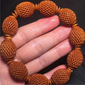 槿逸斯-核手串佛珠手链路路通雕刻手串文玩橄榄核手链 橄榄核手链