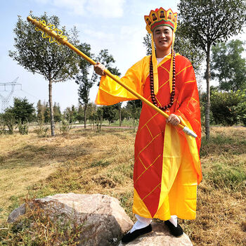 dicify新品唐僧禅杖唐僧帽子服装西游记服装道具五佛帽唐三藏佛教帽子