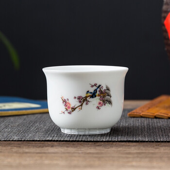 老式小酒盅大号二两酒杯家用白酒陶瓷酒樽一两老式小酒盅黄 小酒杯:喜