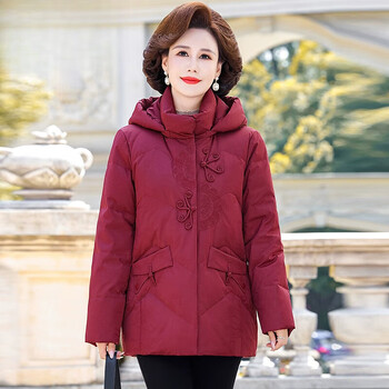 恒源祥hyx老年羽绒服女6070岁中短款妈妈冬装加厚60岁70人奶奶80太太