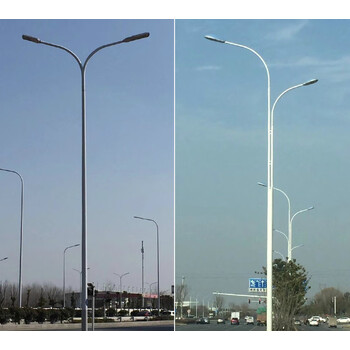 丹顿led双头路灯新农村小区220v户外道路灯3/4 5 6米a字海螺臂高杆灯