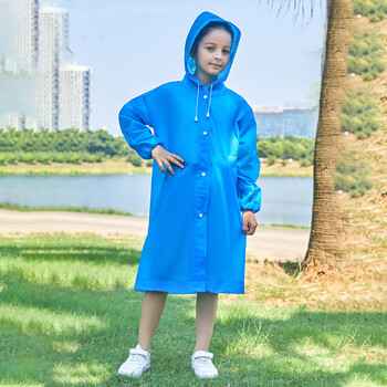 捷果套装雨衣儿童雨衣儿童旅游便携款雨衣户外上学防暴雨eva雨披蓝色