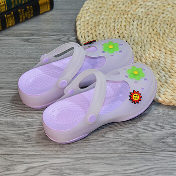 脚趾厚底洞洞鞋包头果冻沙滩良鞋码夏中老妈妈凉拖鞋大码紫色升级版33