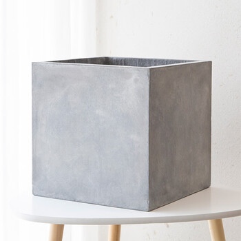 正方形水泥花盆特大号简约北欧风格白色绿植盆栽 水泥本色 63*63*63cm