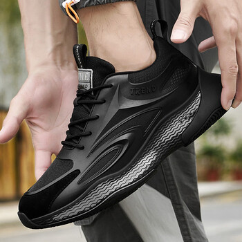 和祺多走路夏季内增高男鞋6cm全黑运动鞋男舒适隐形增高鞋百搭小码37