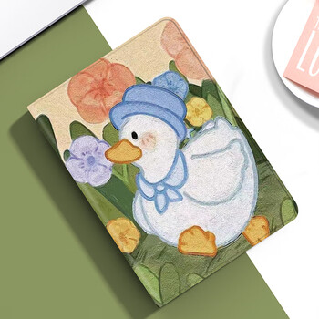 平板5保护套卡通ipad皮套5plus电脑5pro保护壳硅胶全包可爱鸭子笔槽款