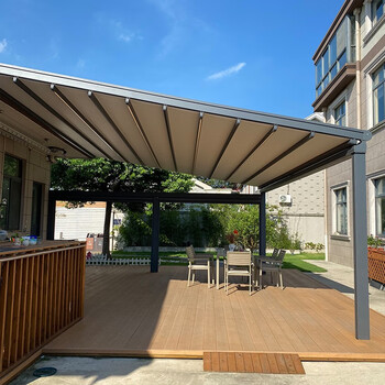 purpleleaf 户外电动天幕遮阳棚电动伸缩阳台遮阳蓬阳光房玻璃房防晒