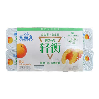 蒙牛冠益乳轻衡草莓黄桃90g杯营养早餐酸奶牛奶乳品黄桃味8杯