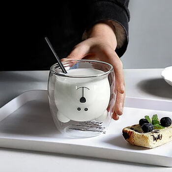 圣比莱双层玻璃杯家用喝水杯子可爱高颜值牛奶咖啡杯网红款小熊杯