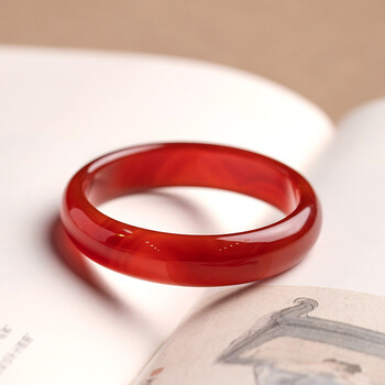 天i然红玛瑙手镯女玉镯子红色手镯玉髓玛瑙镯子细条女款玉石镯子适合