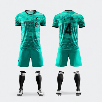服运动套装男儿童主客场比赛训练队服订制 20/21客场绿色4号范戴克 xl