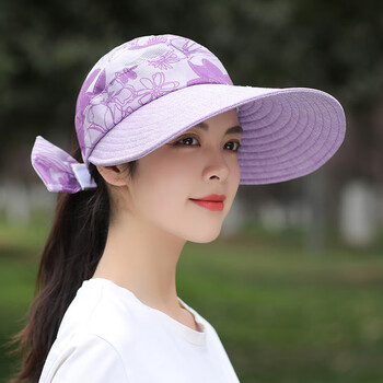 梵美莲中年妈妈夏天太阳帽遮阳帽骑车不翻防晒帽子女空顶春季碎花中