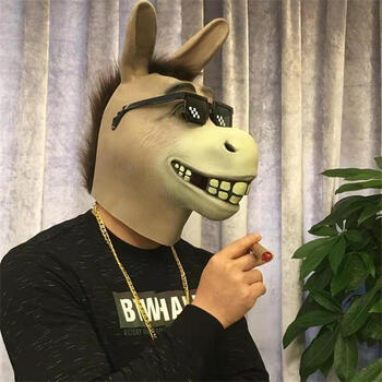 社交牛逼症单身狗头套cosplay搞笑动物头套520面具马头沙雕抖音搞怪
