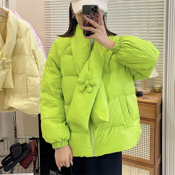 新糖果色款羽绒服女短款白鸭绒小个子面包服百搭外套女荧光绿s85120斤
